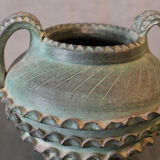 Terracotta vase with ceramic bronze green patina vase