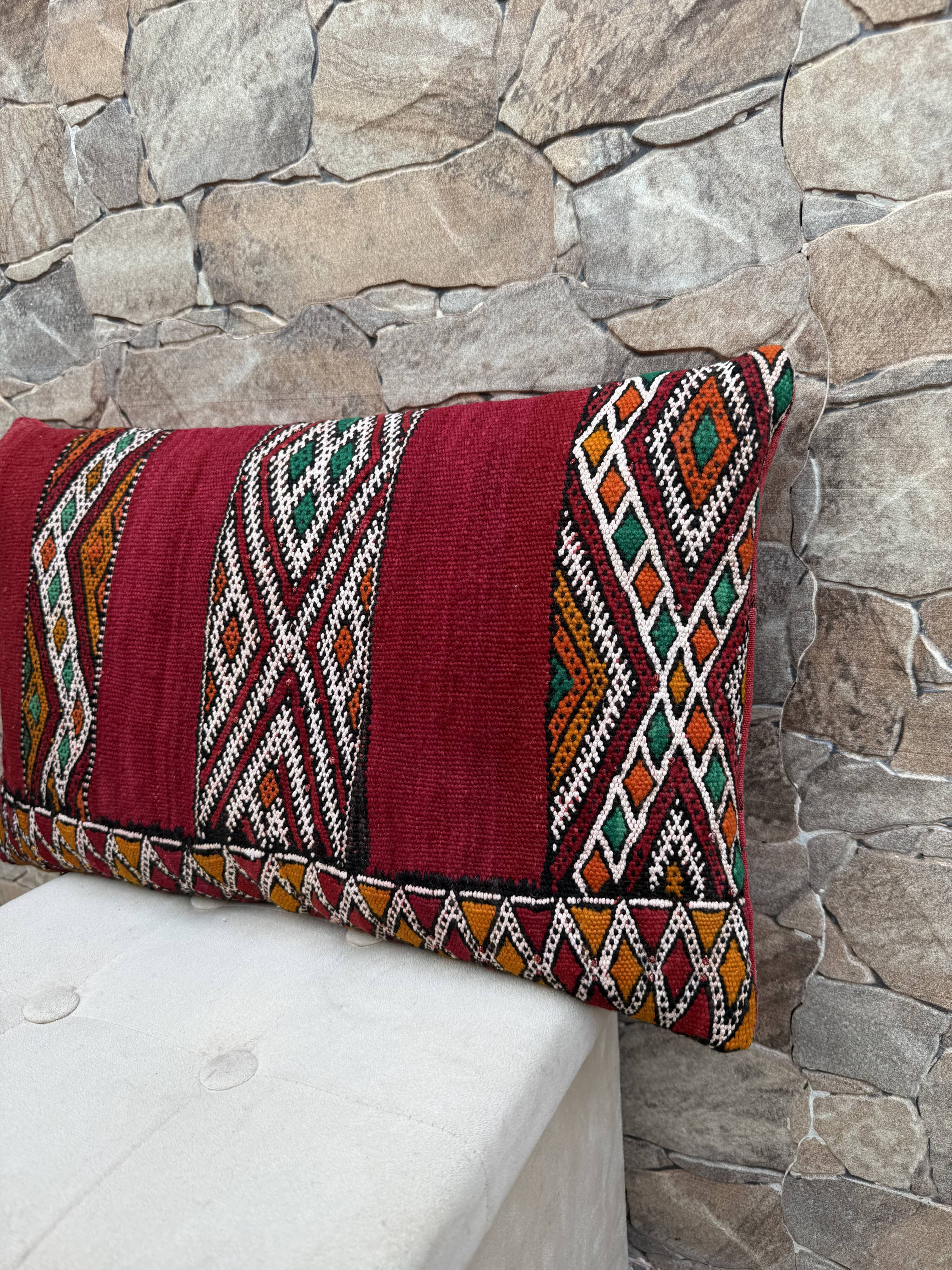 Taie d'oreiller marocaine, housse de coussin berbère, taie d'oreiller tissé
