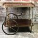 Vintage brass rolling table with 2 trays 70'S