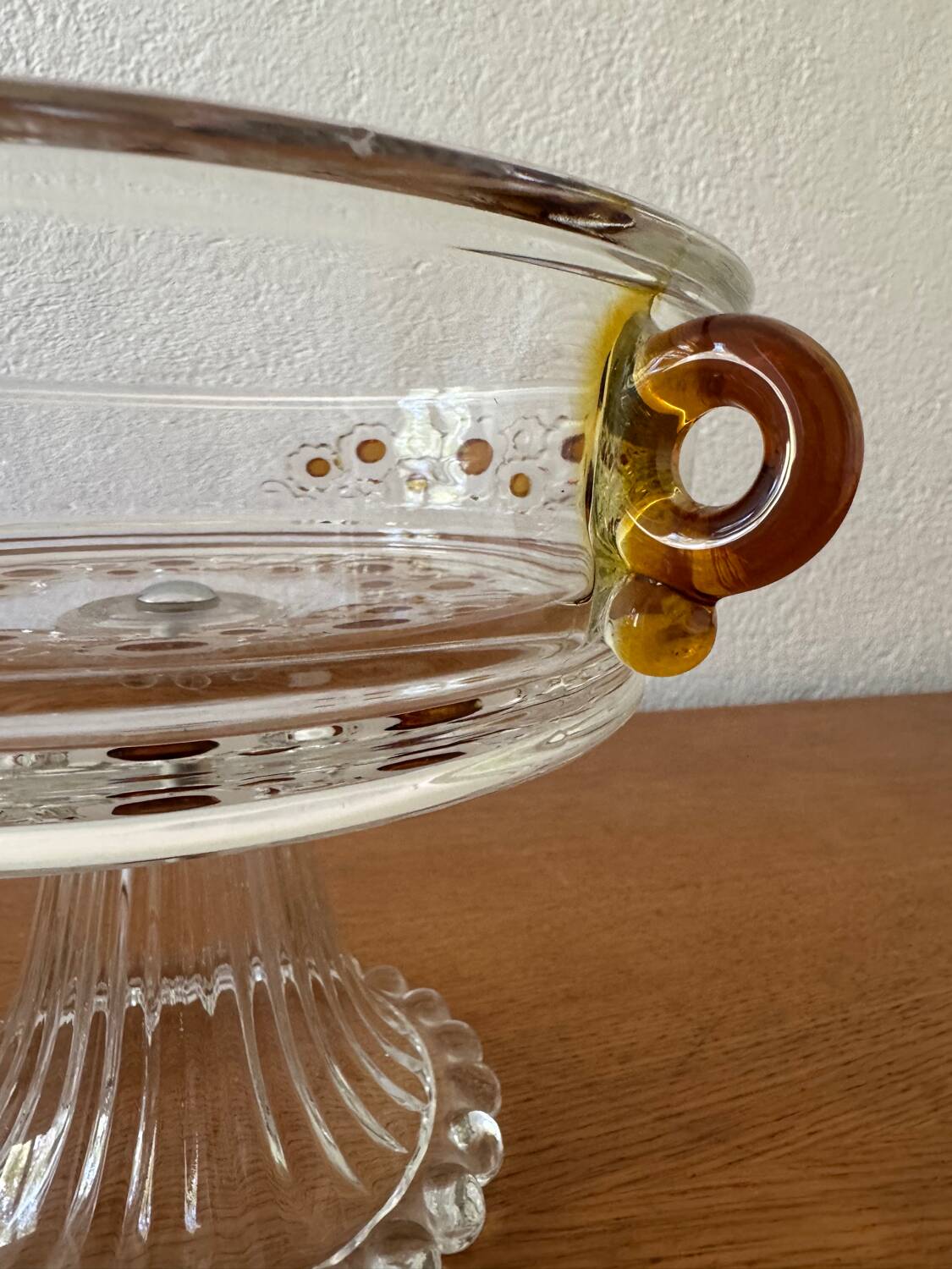 60s crystal glass footed bowl
