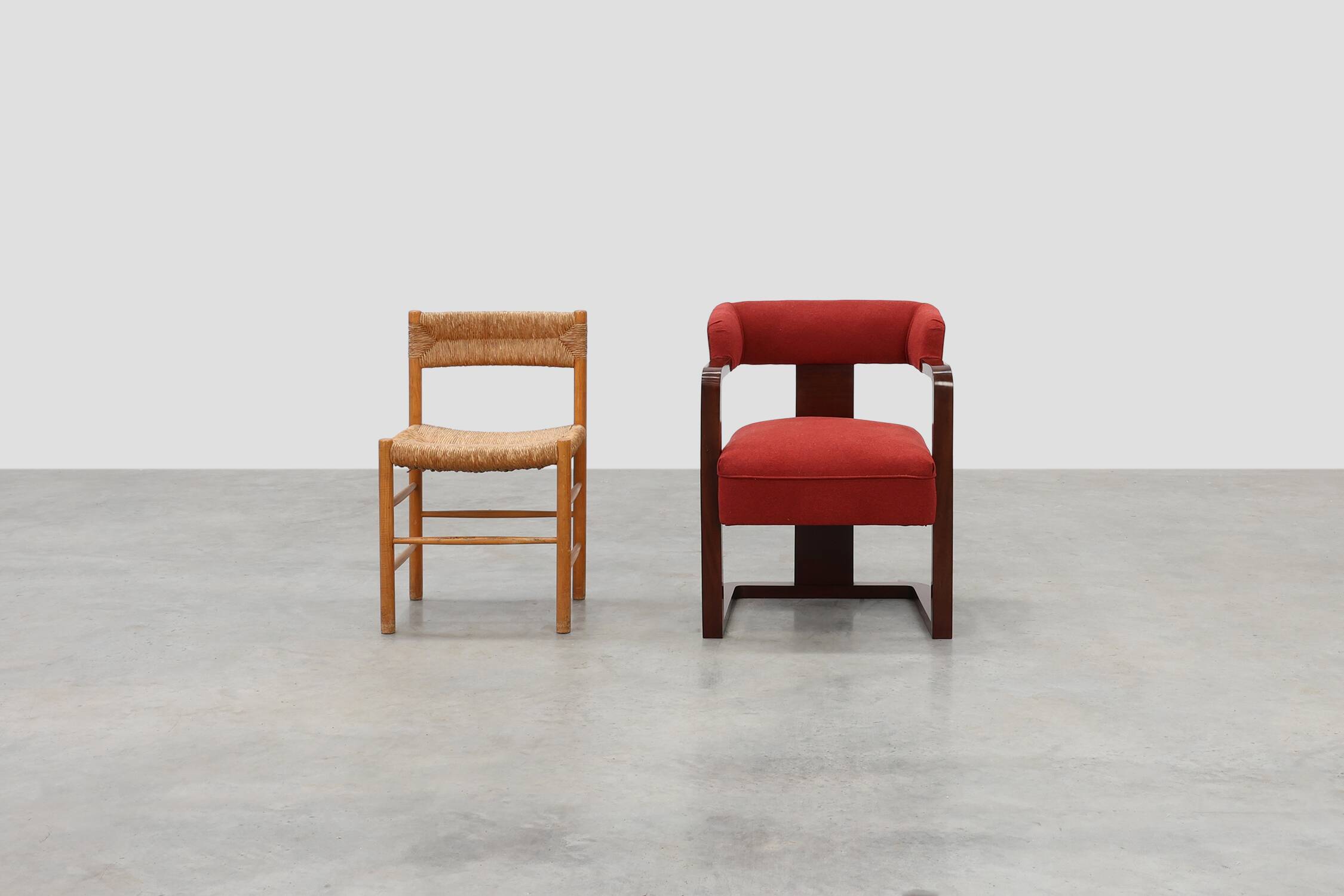 Art Deco red Reupholstered Chair, Belgium ca. 1920