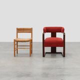 Art Deco red Reupholstered Chair, Belgium ca. 1920