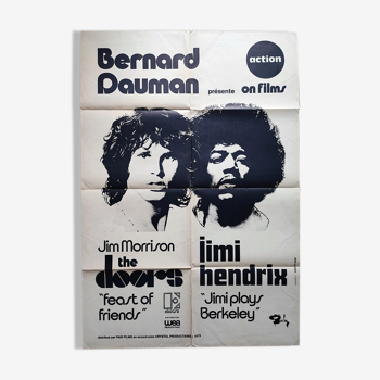 Affiche originale de 1975 Jim Morisson Jimi Hendrix