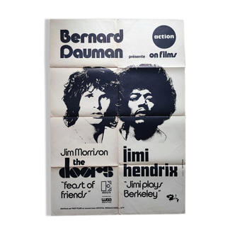 Affiche originale de 1975 Jim Morisson Jimi Hendrix