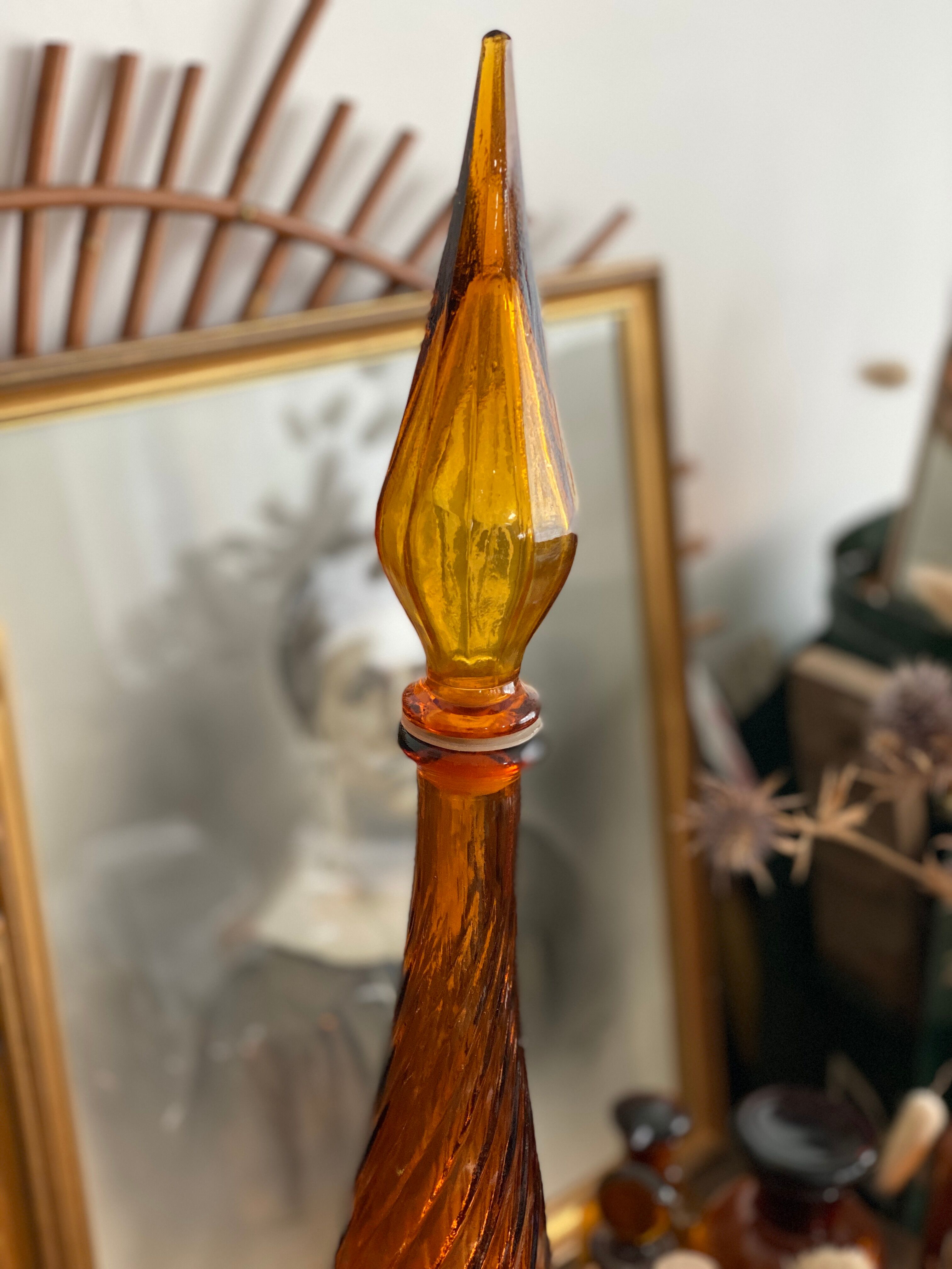 Vintage Textured Glass Carafe