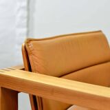 Ate van Apeldoorn Dutch Design Cognac Leather Cubic Pinewood Side Chair 70s