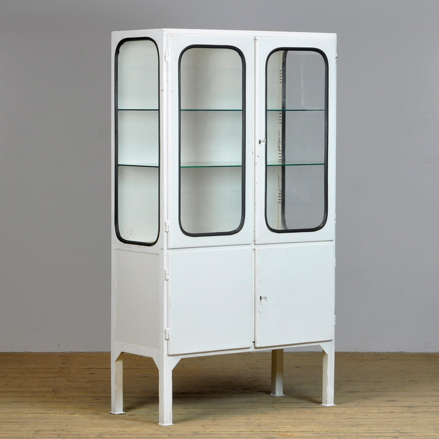 Glass & iron medical cabinet, 1970s