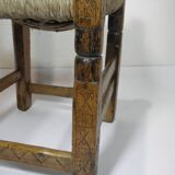 Antique wooden and straw chair, Folk Art - Spain