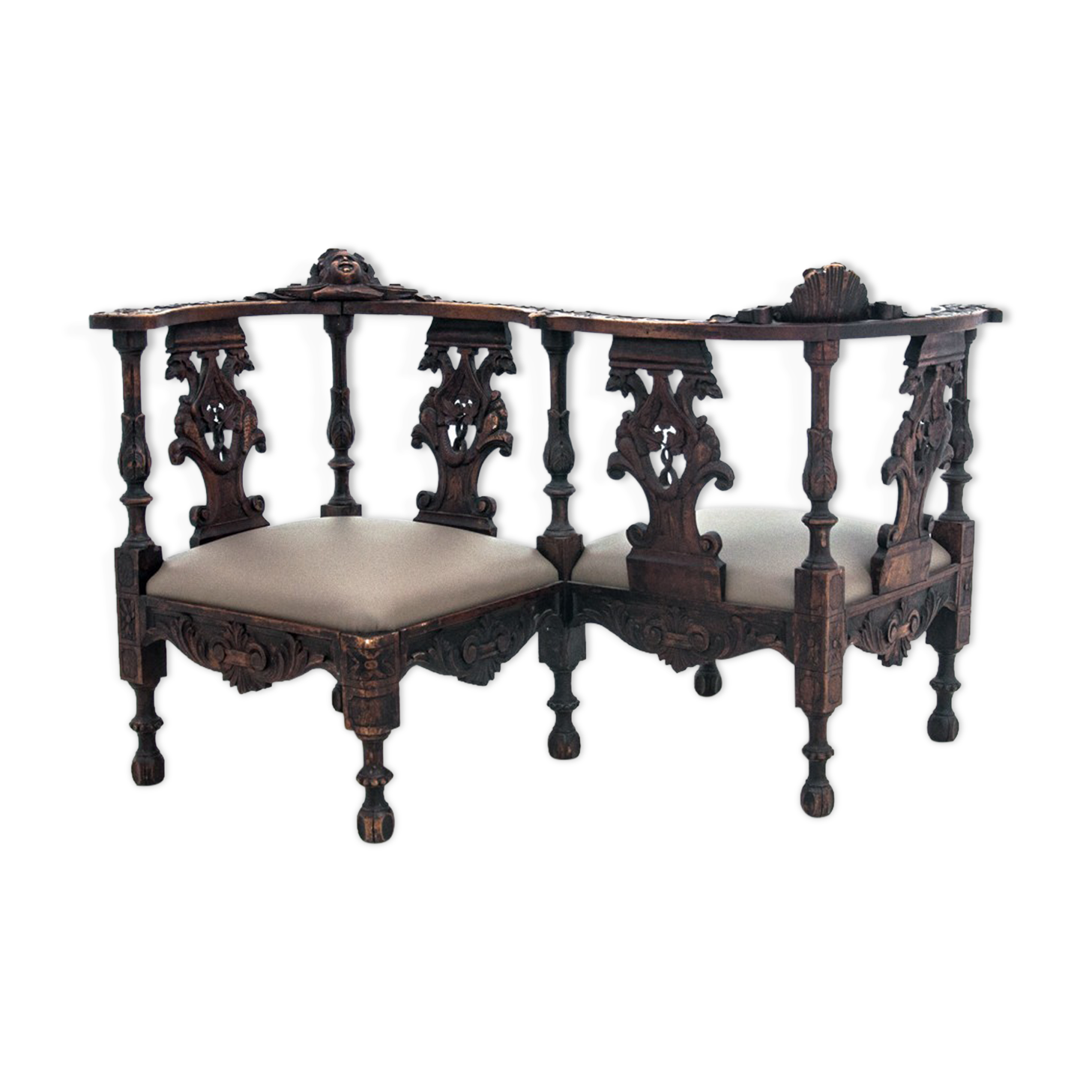 Renaissance double side seat, France, circa 1860.
