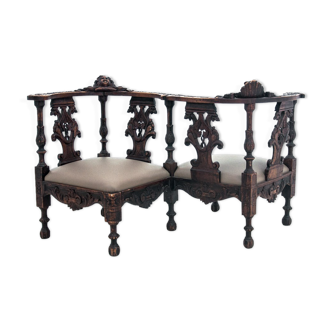 Renaissance double side seat, France, circa 1860.