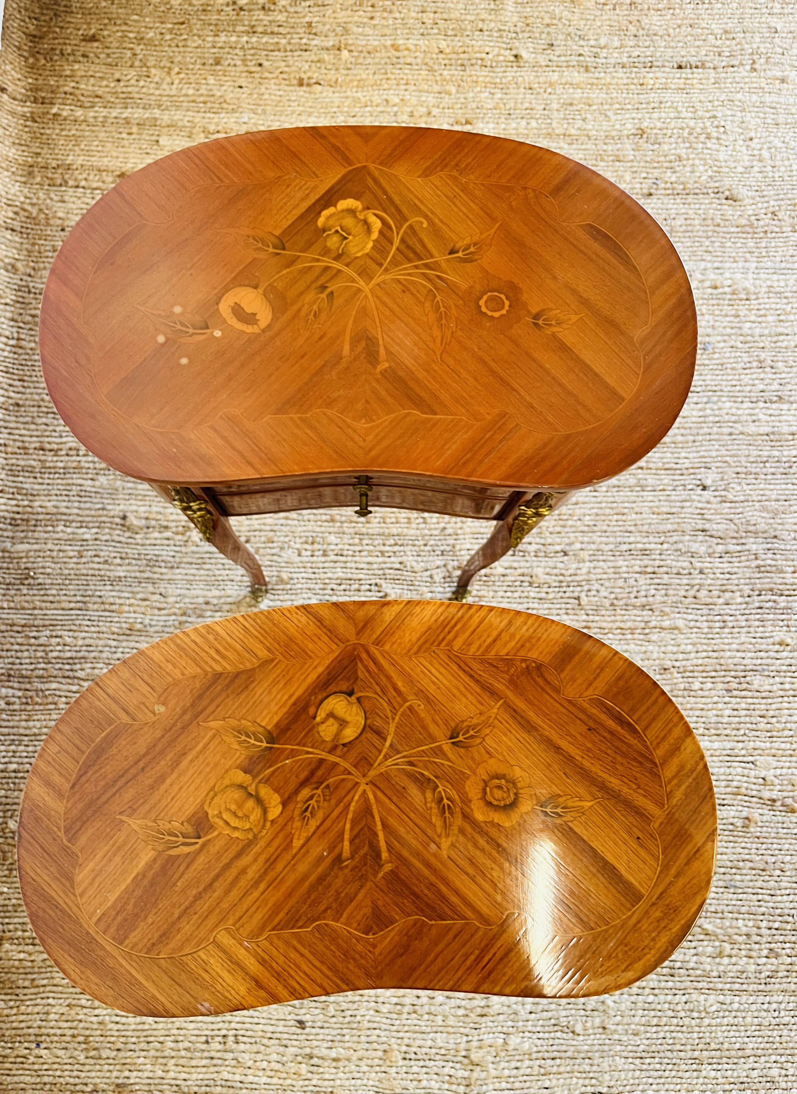 Pair of Louis XV style kidney tables