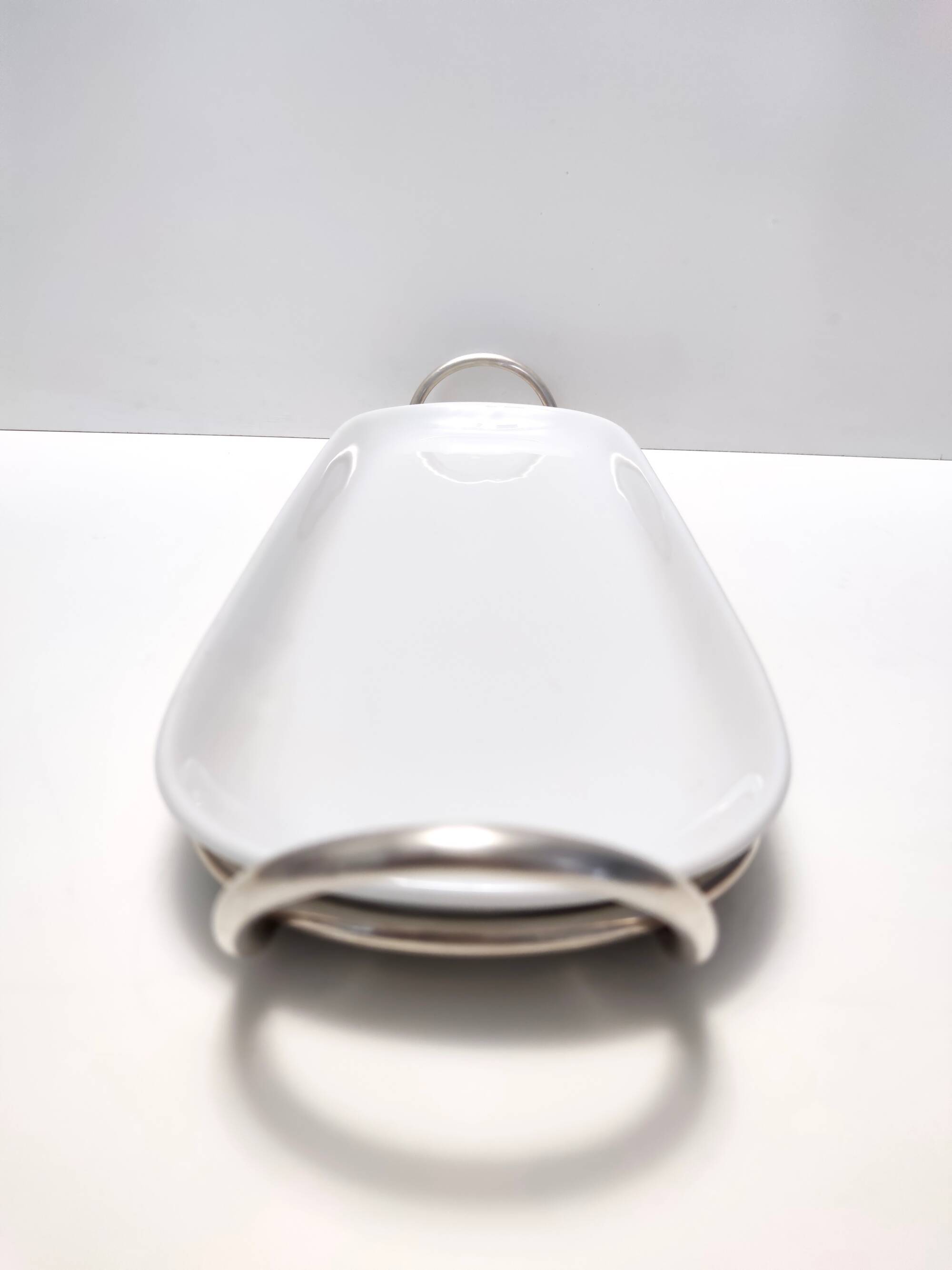 Postmodern Sabattini Sheffield Plated Metal and Ceramic Serving Plate, Italy