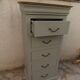 Louis-Philippe style chiffonnier in grey-green, wooden top.