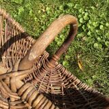 Panier avec anse en osier cueillette potager champignons