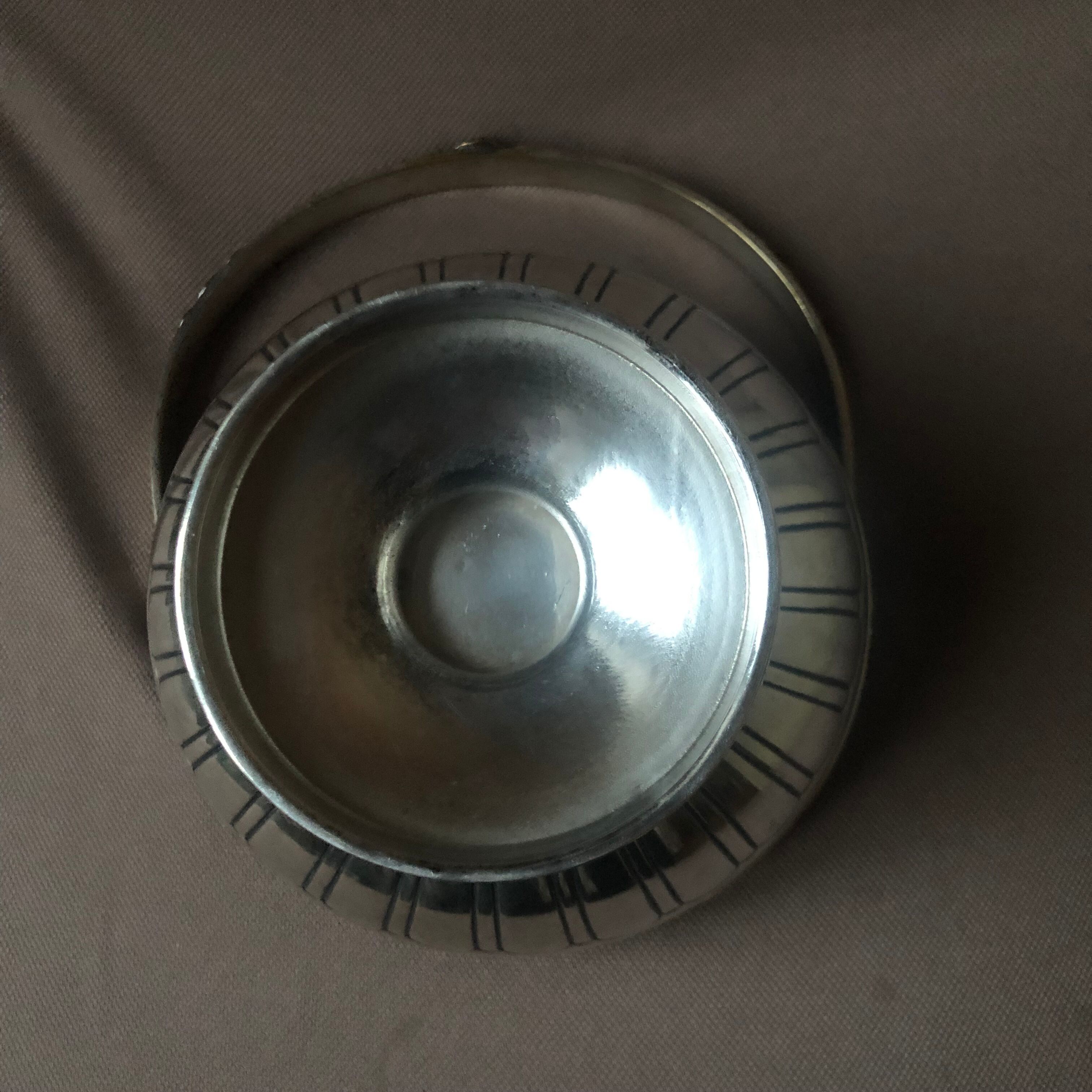 Silver metal empty pocket cup