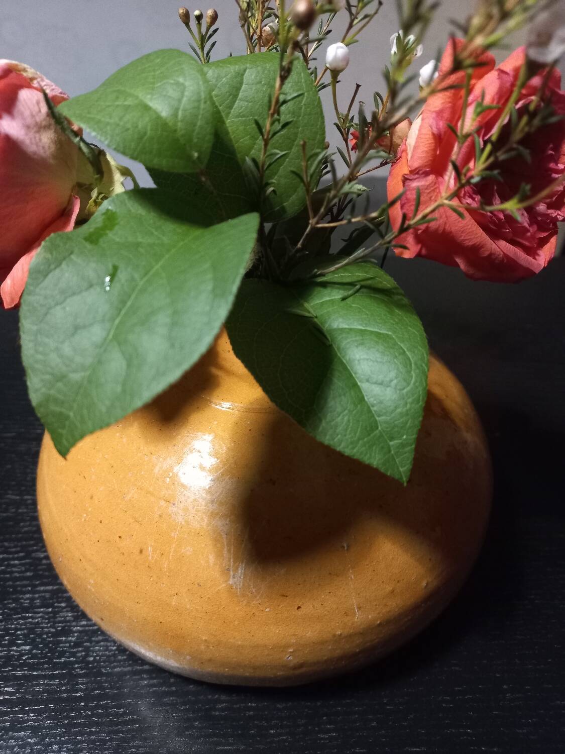 Old enameled terracotta hot water bottle