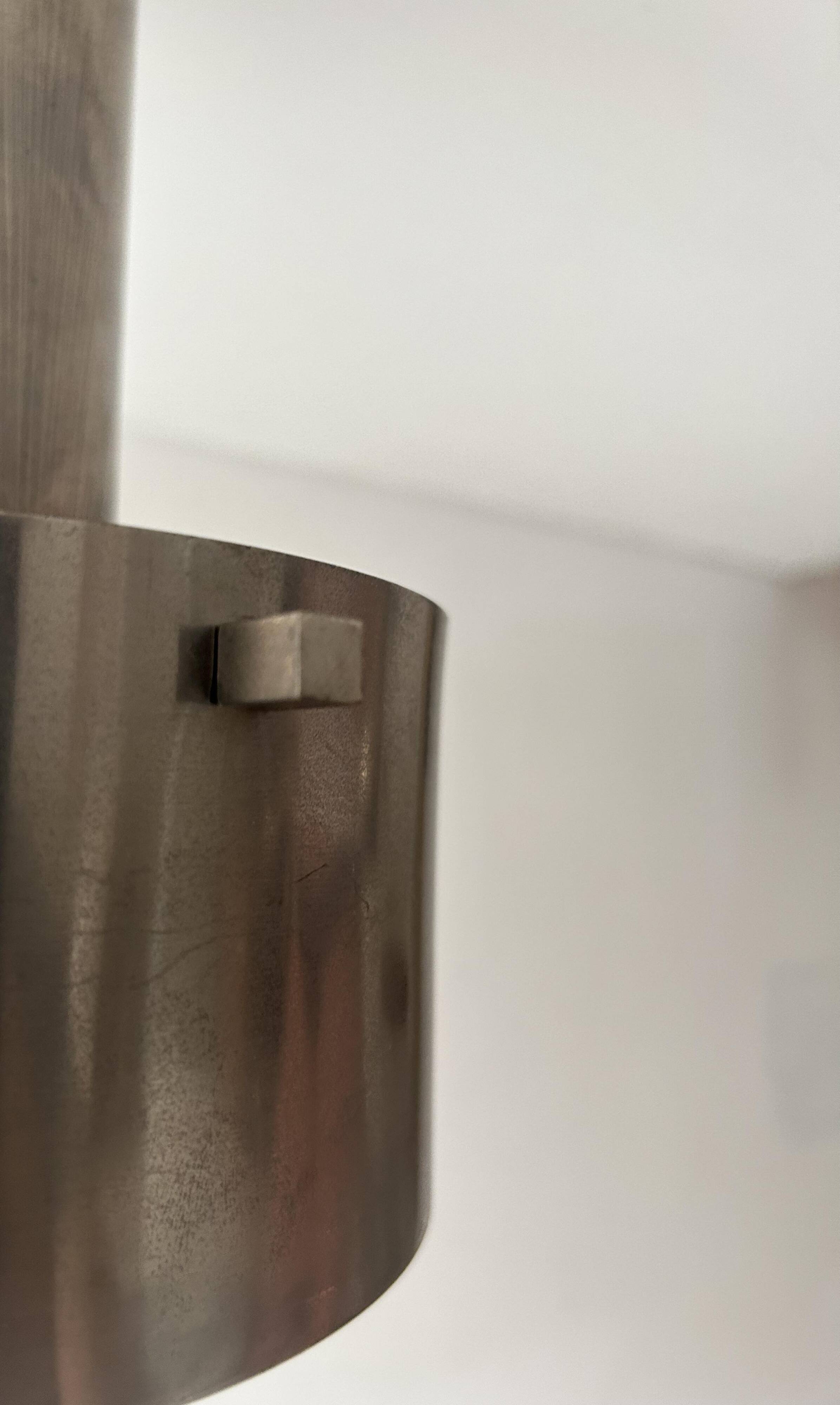 Vintage modernist chandelier, chrome metal, France 1940s