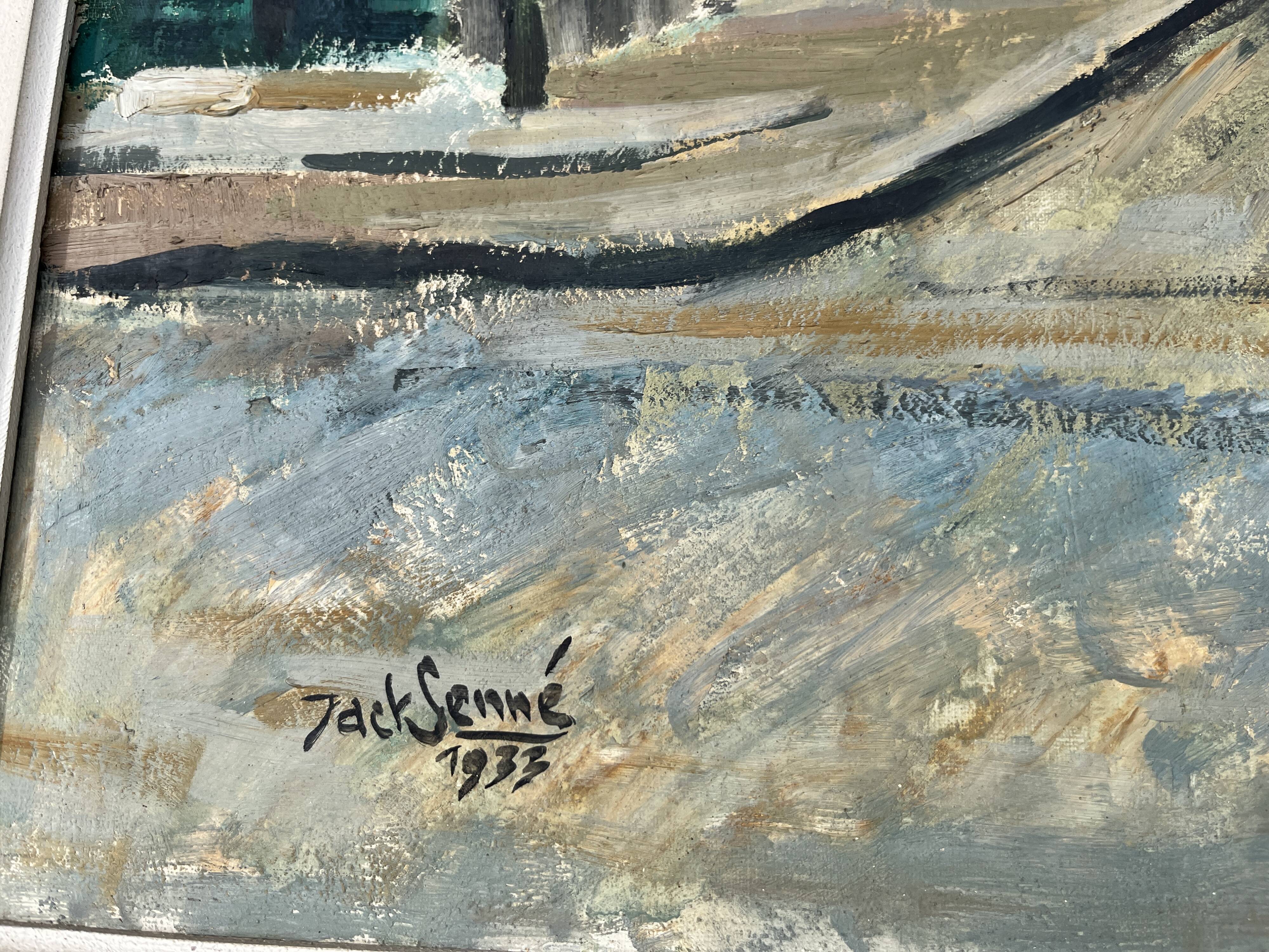 Old painting Street with church – Jack Senne 1933