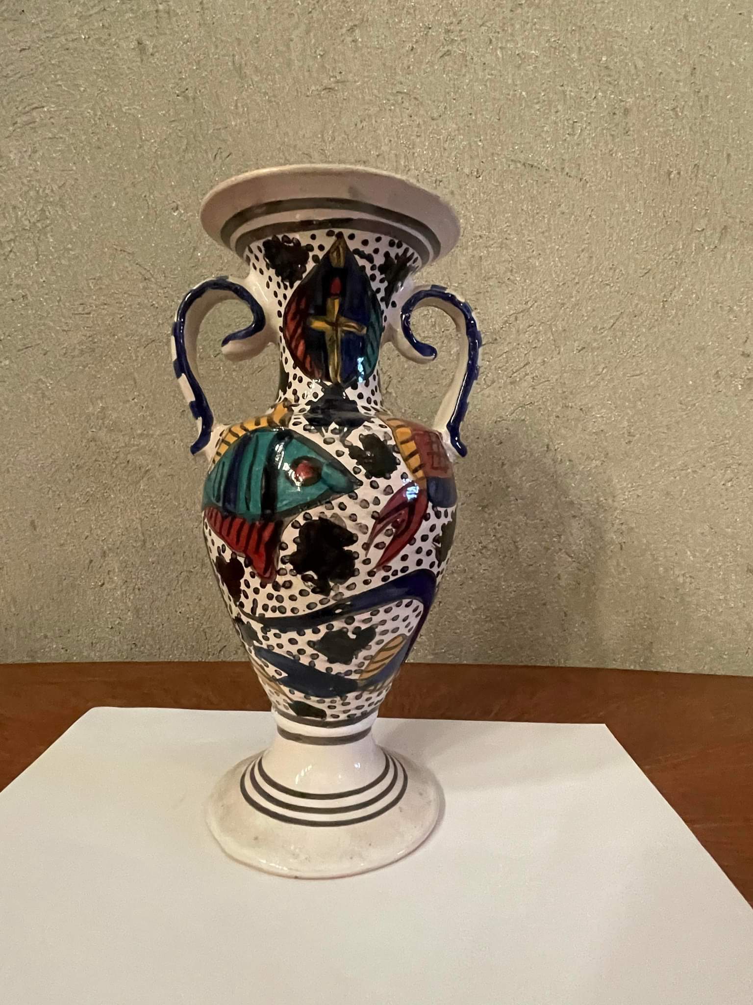 Hand-painted handcrafted vintage Tunisian vase