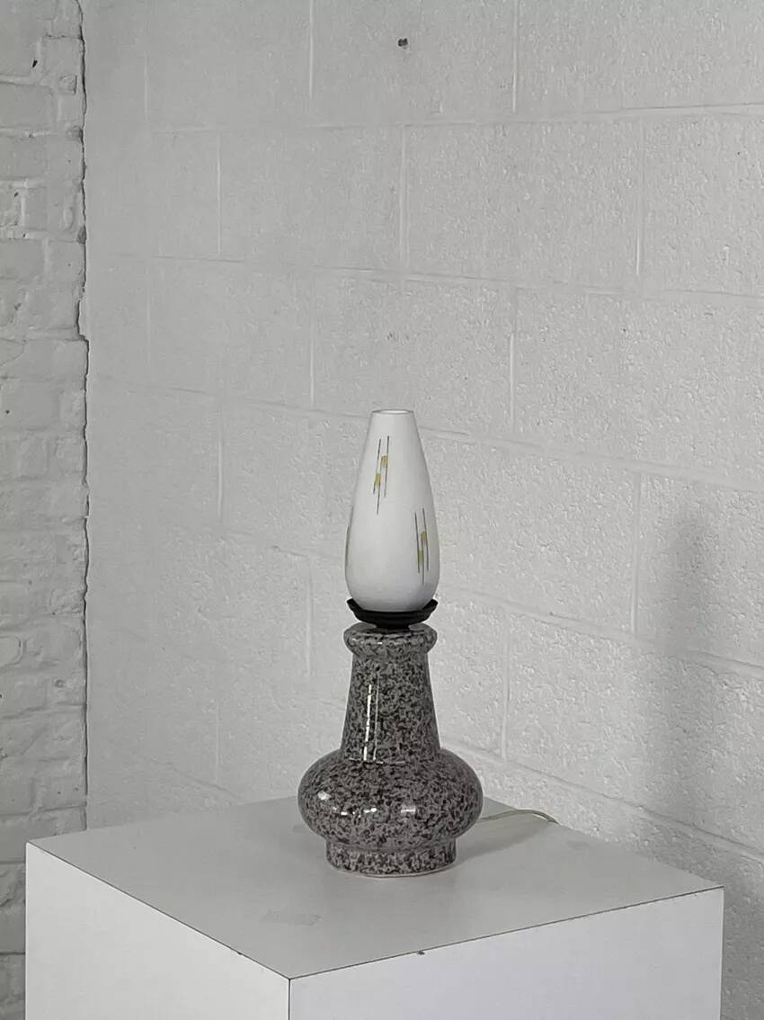 Vintage ceramic and opaline lamp