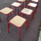 Lot de 10 tabouret bas carré en métal rouge - bois - atelier - industriel