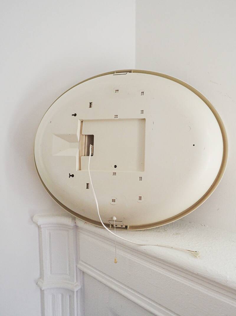 Large tiltable oval vintage retro plastic mirror luminous