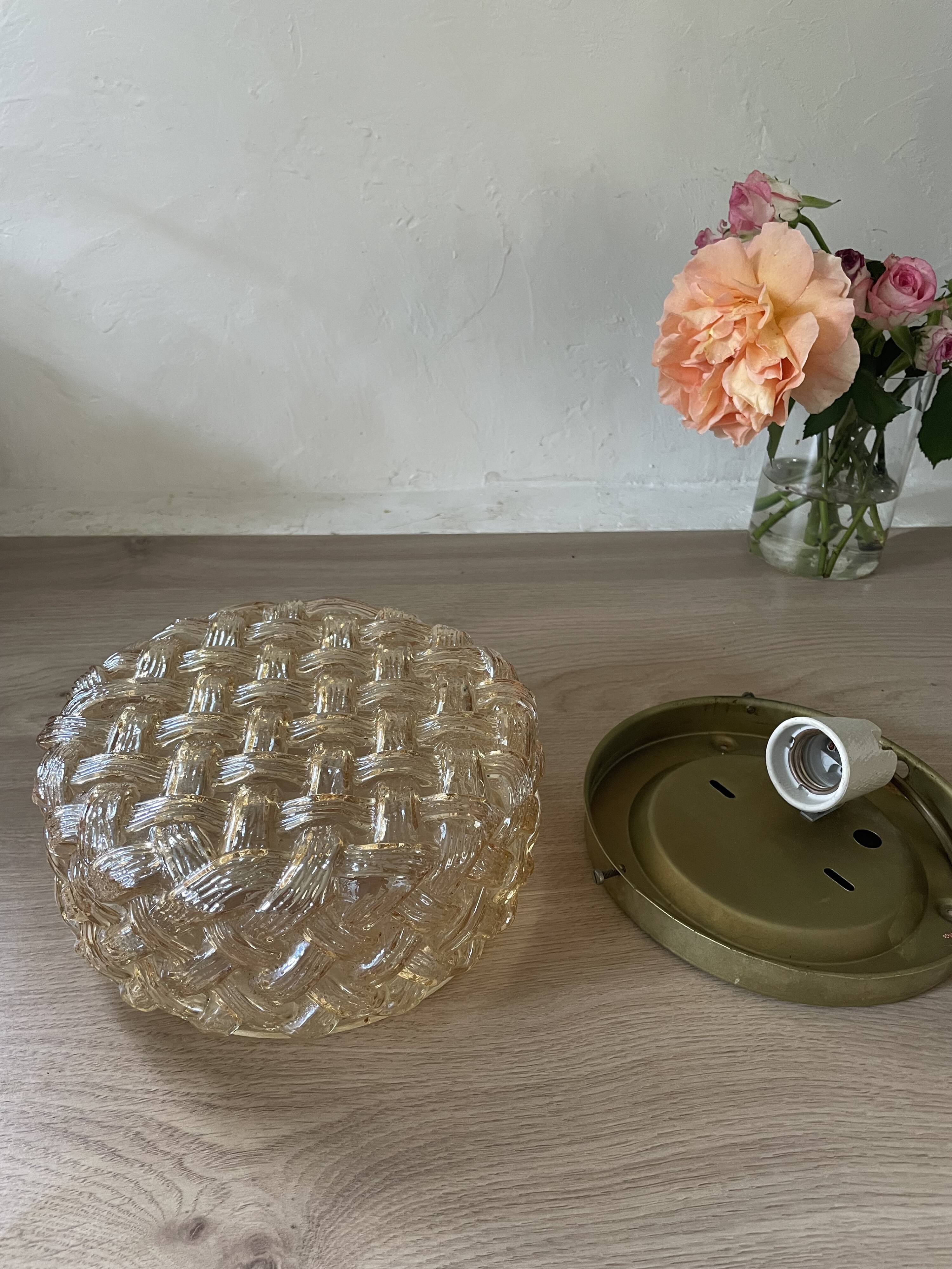 Vintage Amber Glass Wall/Ceiling Light