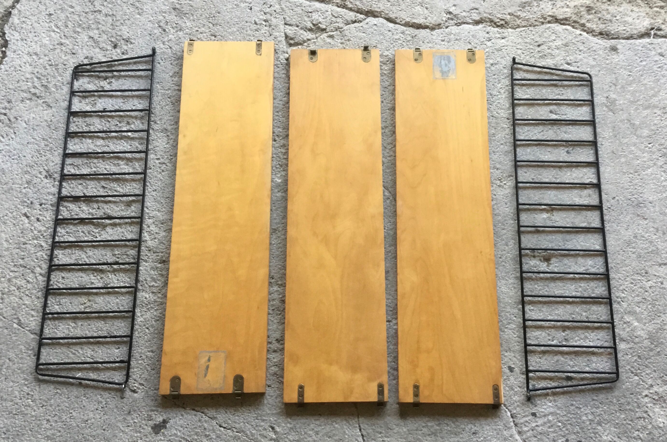 Modular wall shelf Nils Nisse Strinning wood and metal - 1960