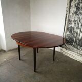 Table ronde, extensible en palissandre, rallonge papillon