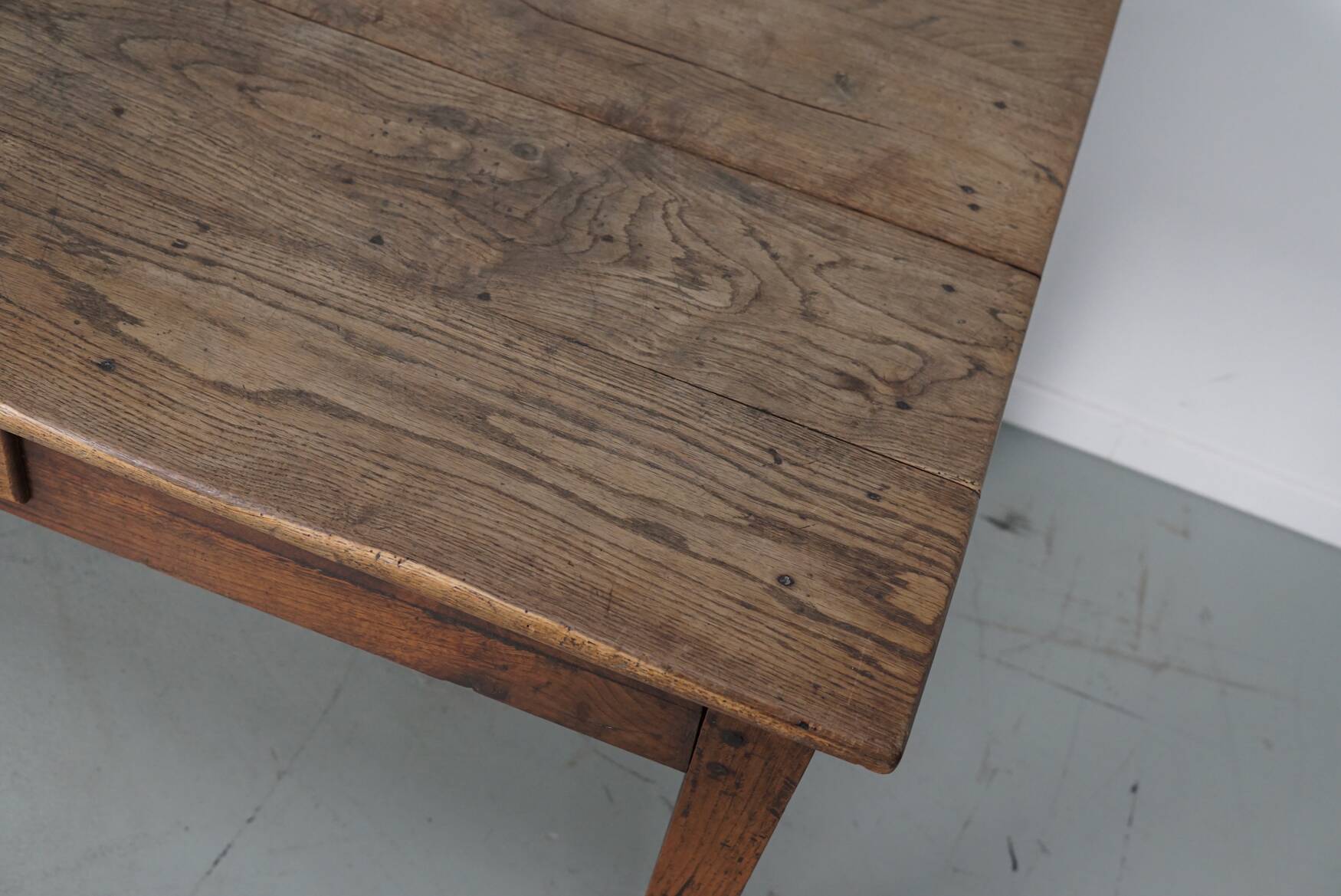 Antique Oak 19th Century French Rustic Farmhouse Dining Table