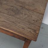 Table de salle à manger de ferme rustique française du 19ème siècle en chêne antique
