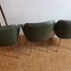 Lot of three armchair in green skai with chrome feet
