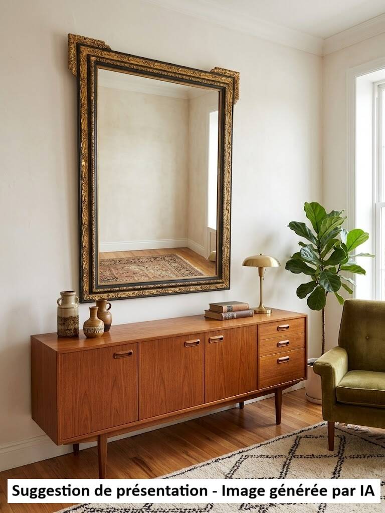 Authentic Antique Mercury Mirror with Parcloses and Ears – Golden Patina