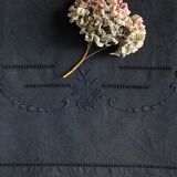 Old sheet in pure linen tinted in bluish black
