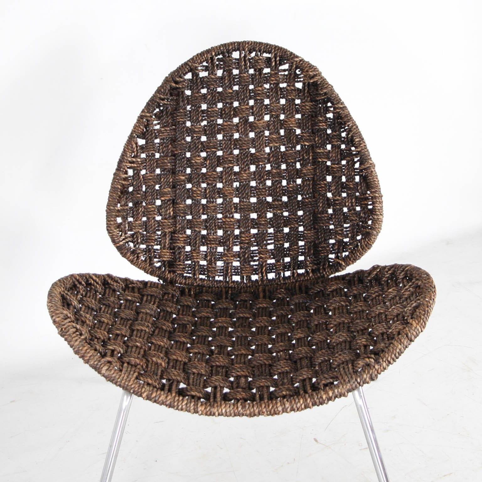Chaise d’appoint en corde et son ottoman
