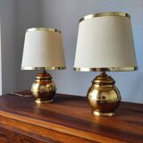 Pair of vintage 1970s Italian lamps in solid brass