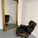 Large Napoleon III mirror with wooden gilded frame, 19th century, 200 cm.