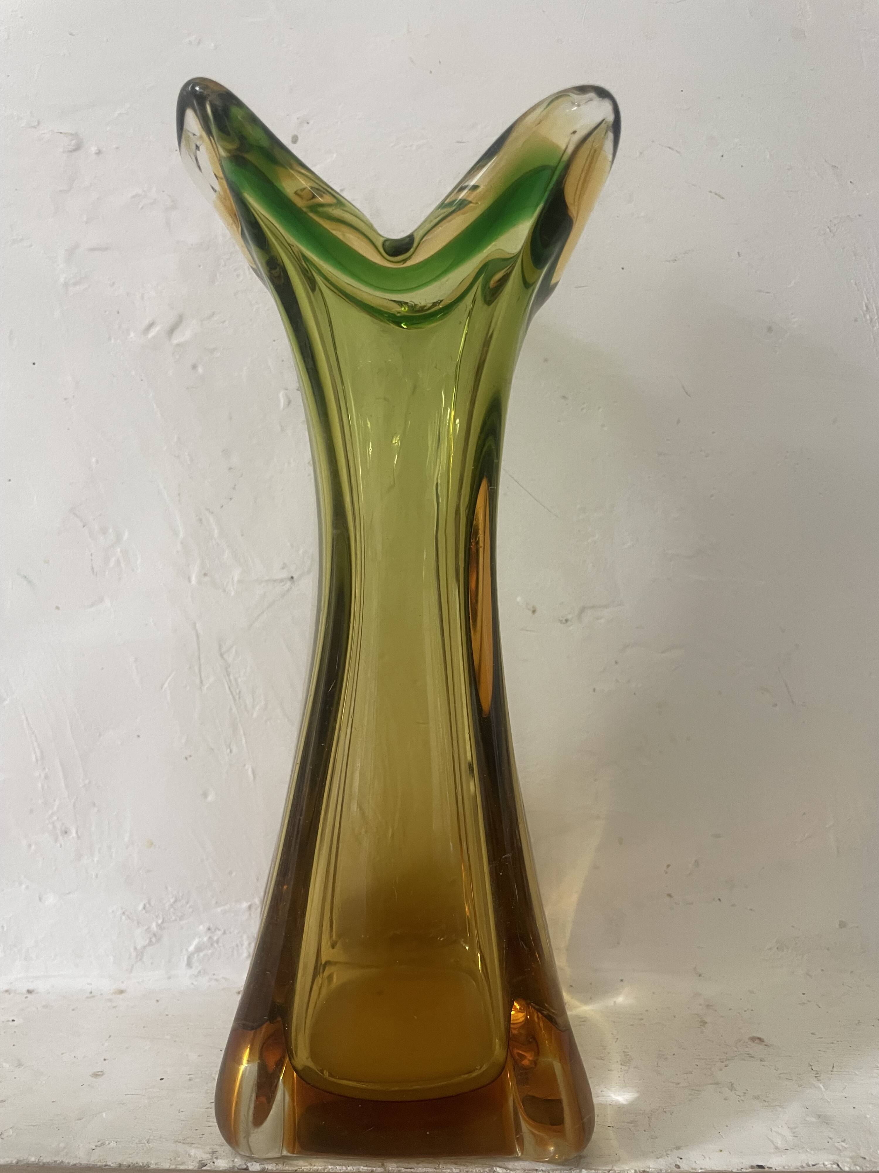 Amber Murano glass vase circa 1960