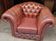 Authentic Vintage Chesterfield Armchair in Burgundy Leather