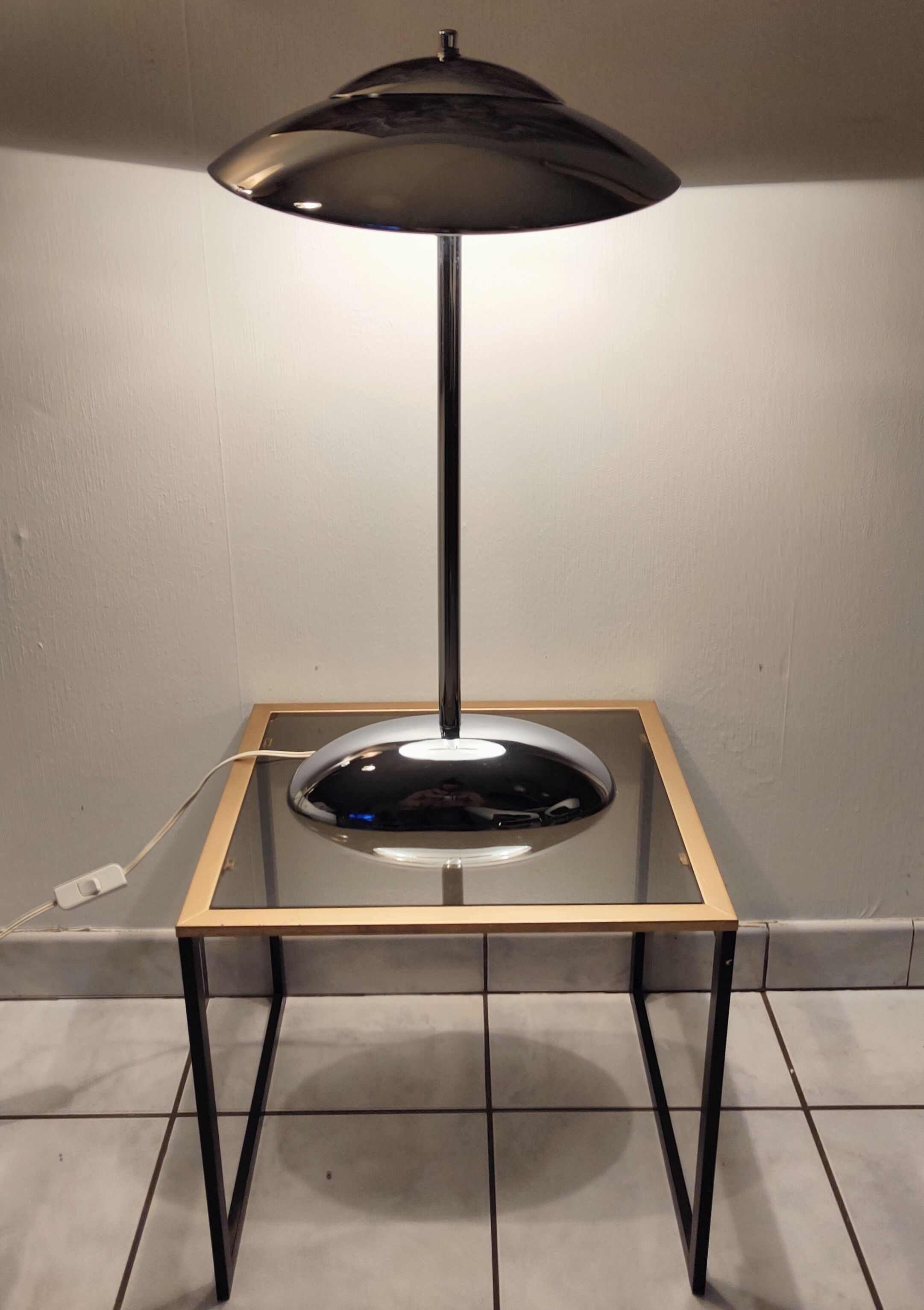 Vintage chrome mushroom lamp 1970 to 1980