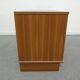 Low chest of drawers with 3 drawers in mahogany and white satin, France circa 1980.