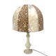 Italian vintage alabaster/onyx table lamp, hand-sewn shade, 1960s.