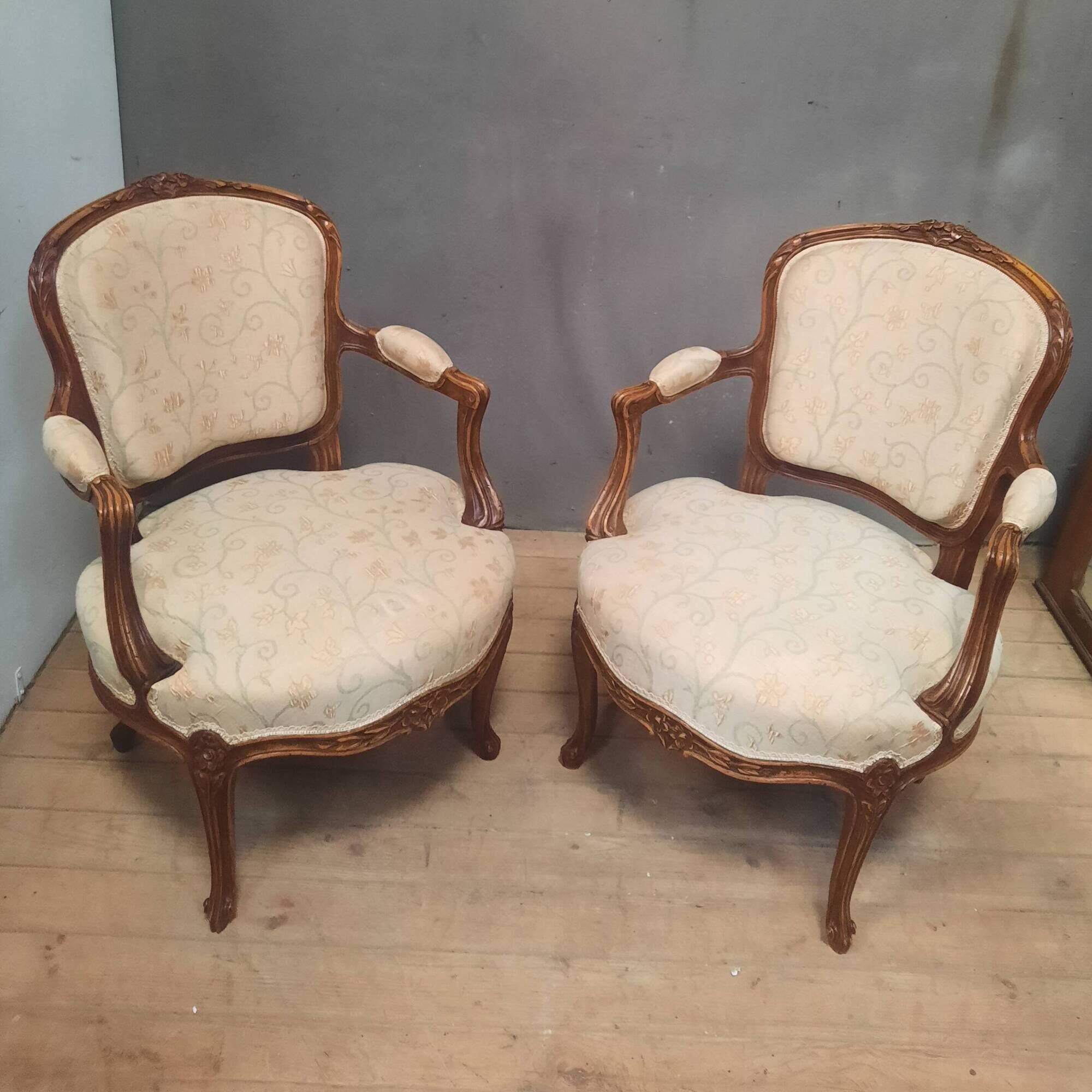 Pair of Louis XVI style armchairs