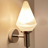 Pair vintage wall lamps 70s, chrome and glass