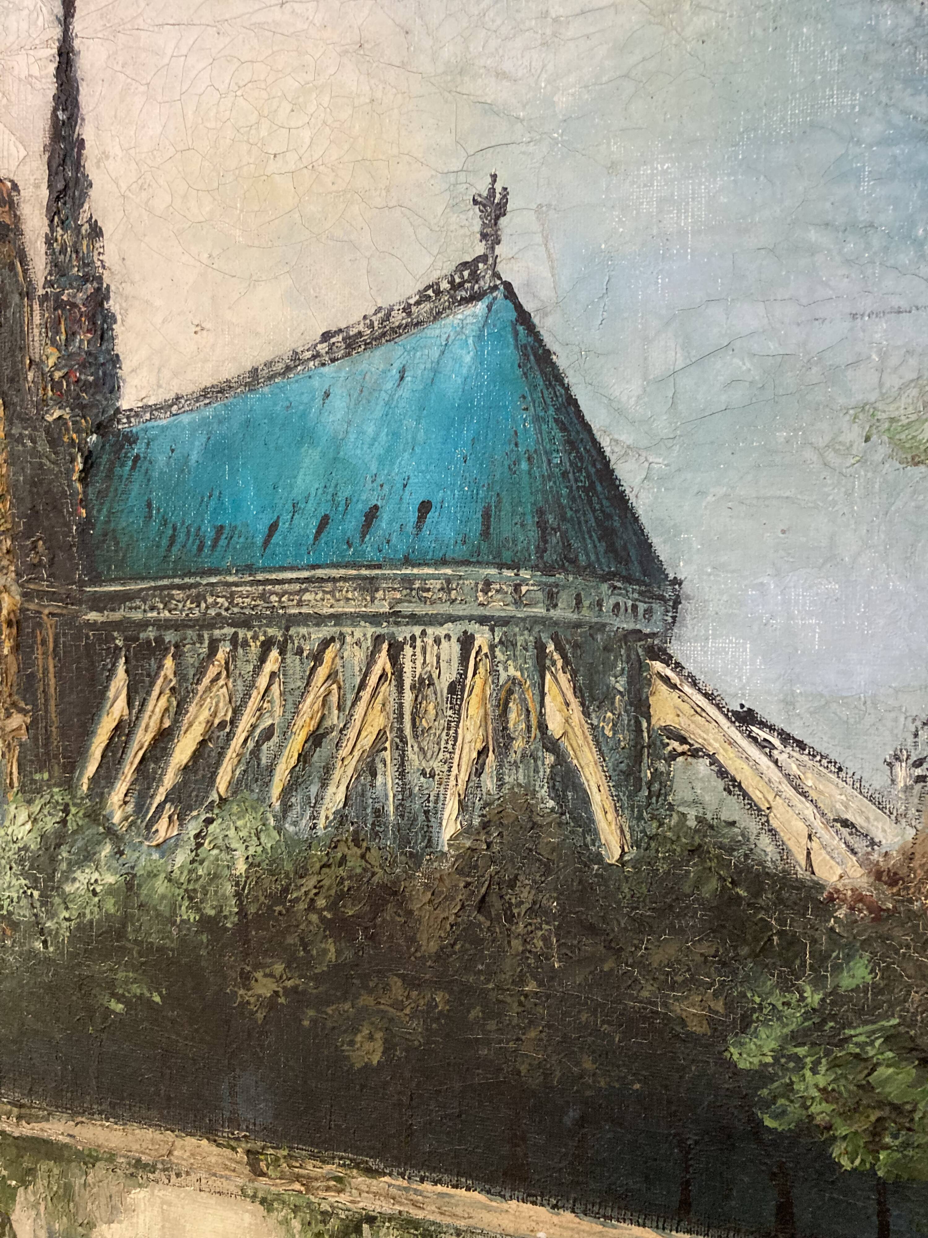 French School, 20th century, Notre-Dame-de-Paris, oil on canvas