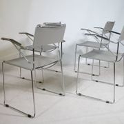 Mid-Century Design Chrome and Leather Chairs from Italy, Set of 4, 1970s
