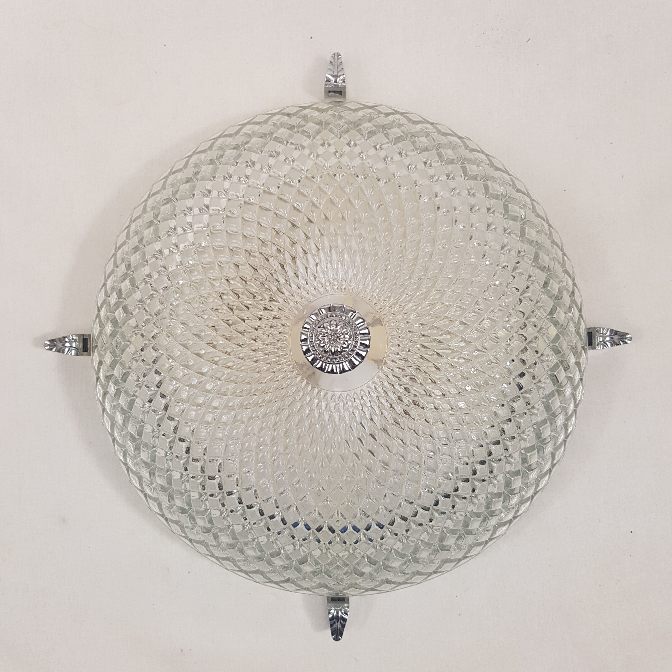 Glass and chrome ceiling light