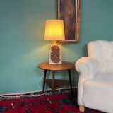 Danish Mid-Century Modern Pottery Table Lamp with Abstract Design 1975