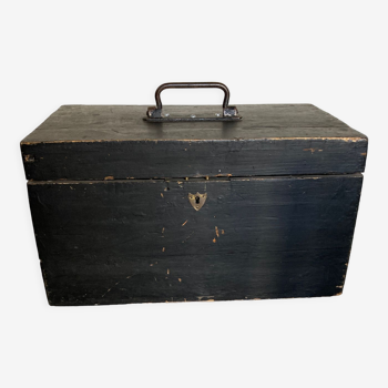 19th century blackened wooden chest