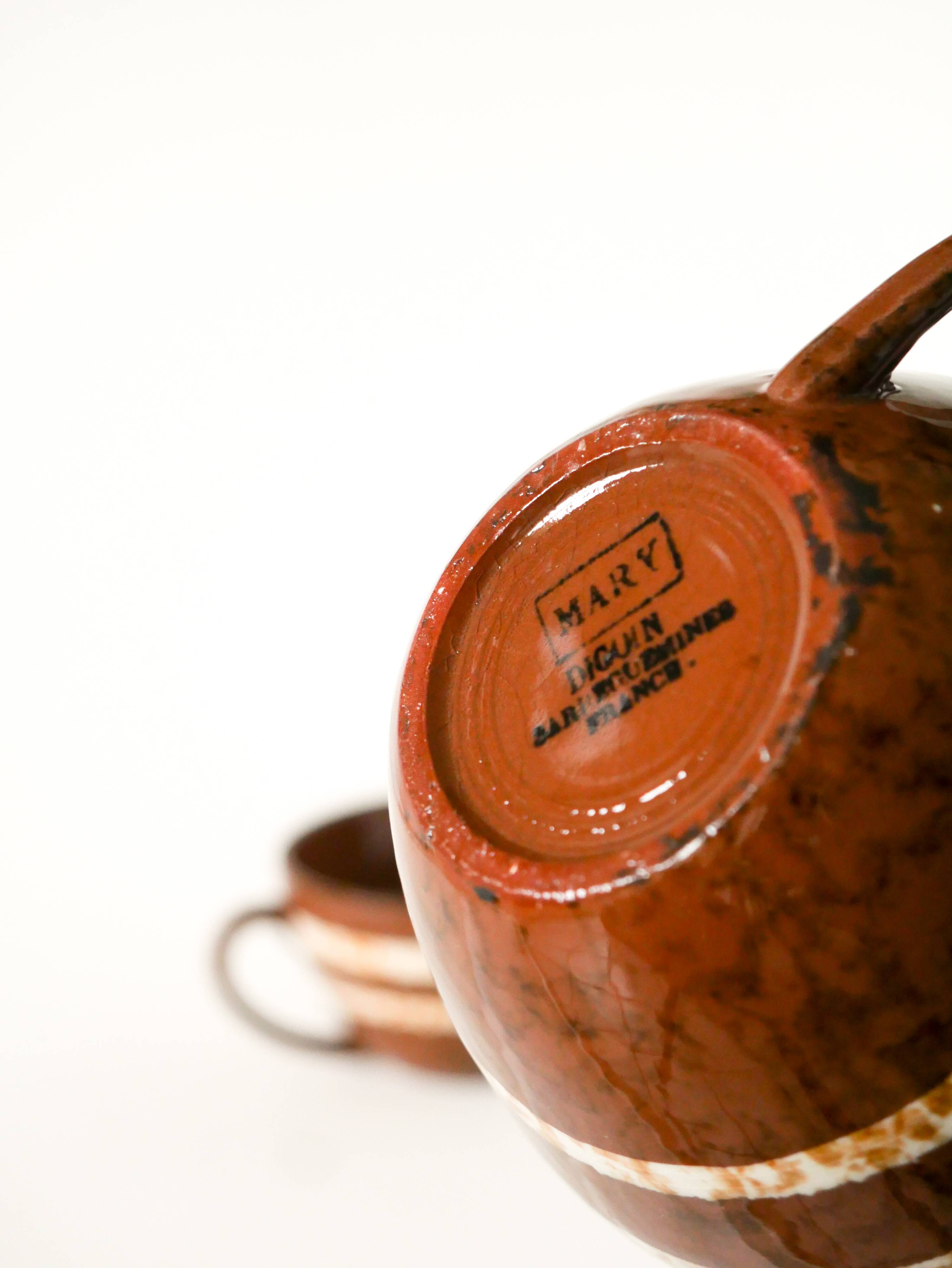 trio of Digoin Sarreguemines "Mary" model coffee cups, 1960